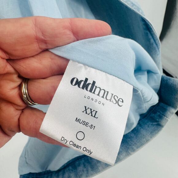 Oddmuse London Light Wash Denim Blazer Jacket Size XXL Classic Capsule Wardrobe - Picture 4 of 6